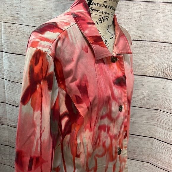 Chico’s Lightweight Jacket Swirls of Pink Pockets Size 3 XL Buttons Collar Cuffs - Picture 4 of 10